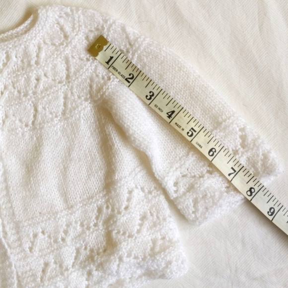 handmade white knit cardigan sweater 3-6 months baby girl - Picture 7 of 7